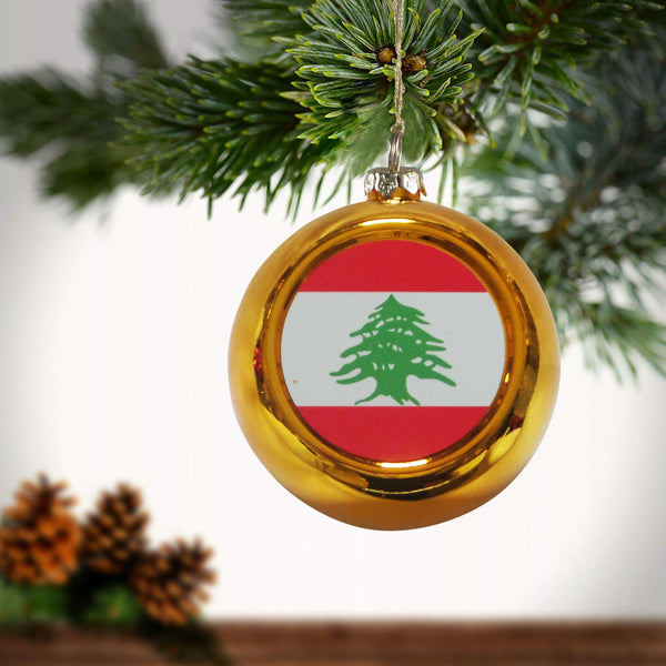 Lebanese Flag Christmas Ornament Set